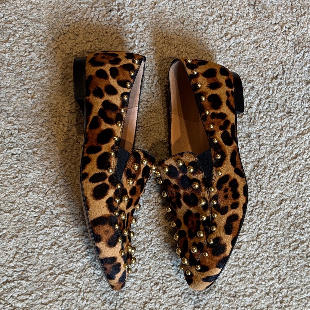 J. Crew Leopard Print Loafers with Gold Studs - Picture 4 of 10
